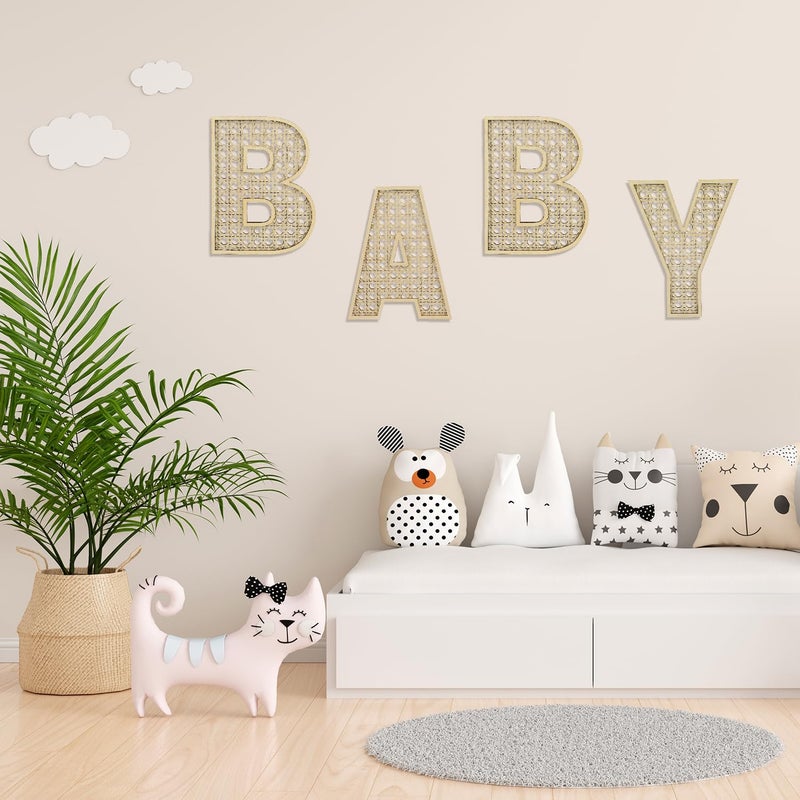 Ethanberg Wooden Rattan Letter O, 8 Inch Rattan Wood Baby Letters for Wall Decor Crafts, Boho Nursery Decor for Baby Shower Wedding Bedroom, Large Rustic Alphabet Letters Home Decoration - Image 4